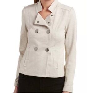 CABI Oatmeal Charlie Double-Breasted Moto Syle Women's Jacket Size Medium